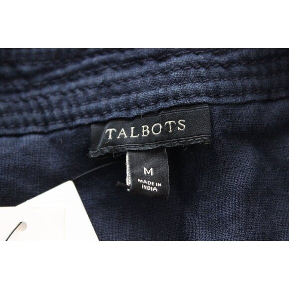 NWT Talbots Tunic Blouse Size Medium Navy 100% Linen Beach Coastal Preppy - Picture 10 of 12
